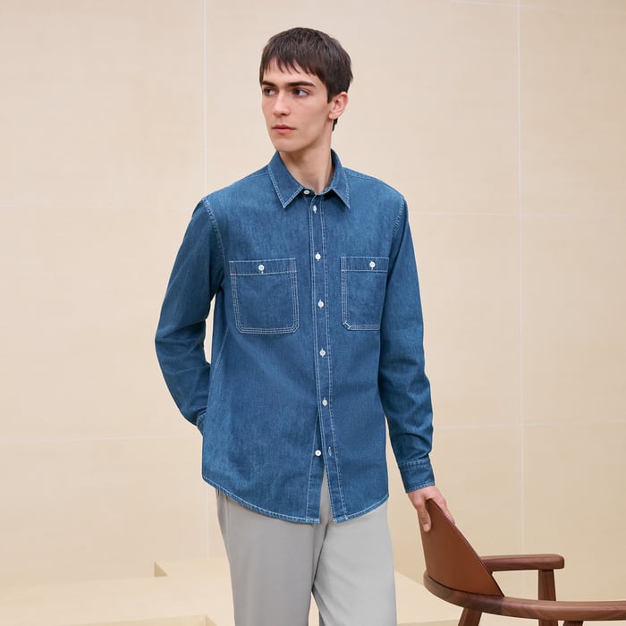 "H" sporty fit embroidered shirt