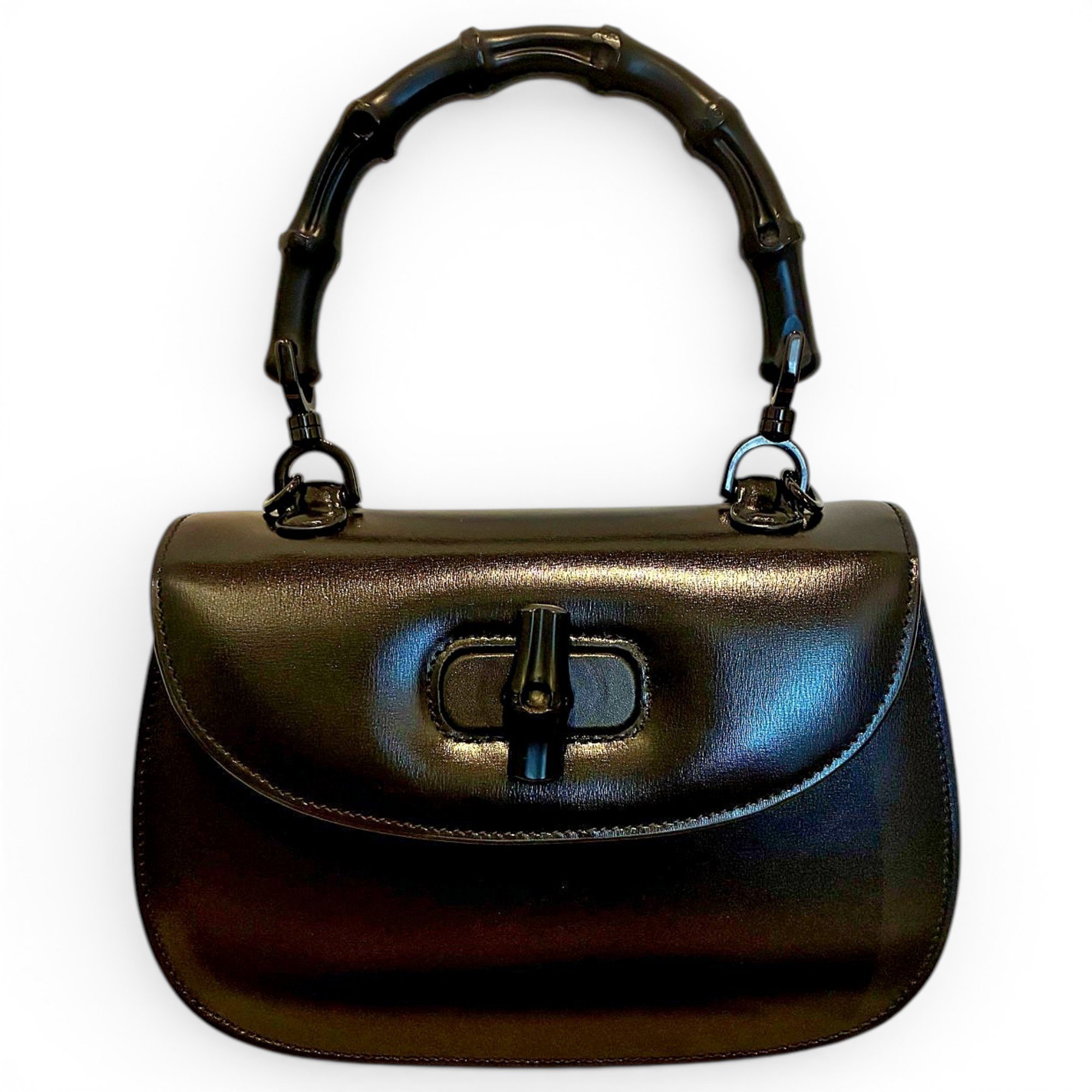 Convertible Bamboo Top Handle leather handbag