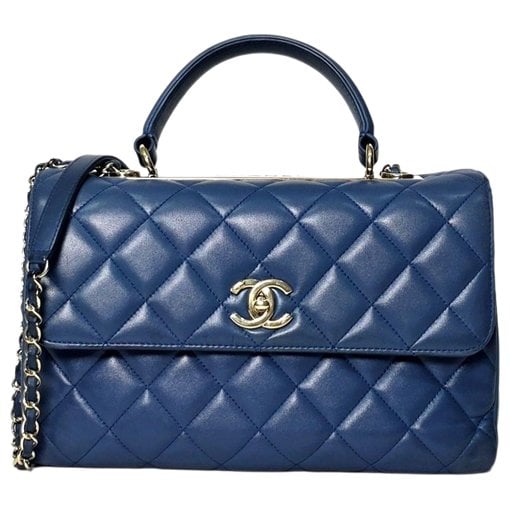 Trendy CC Top Handle leather handbag