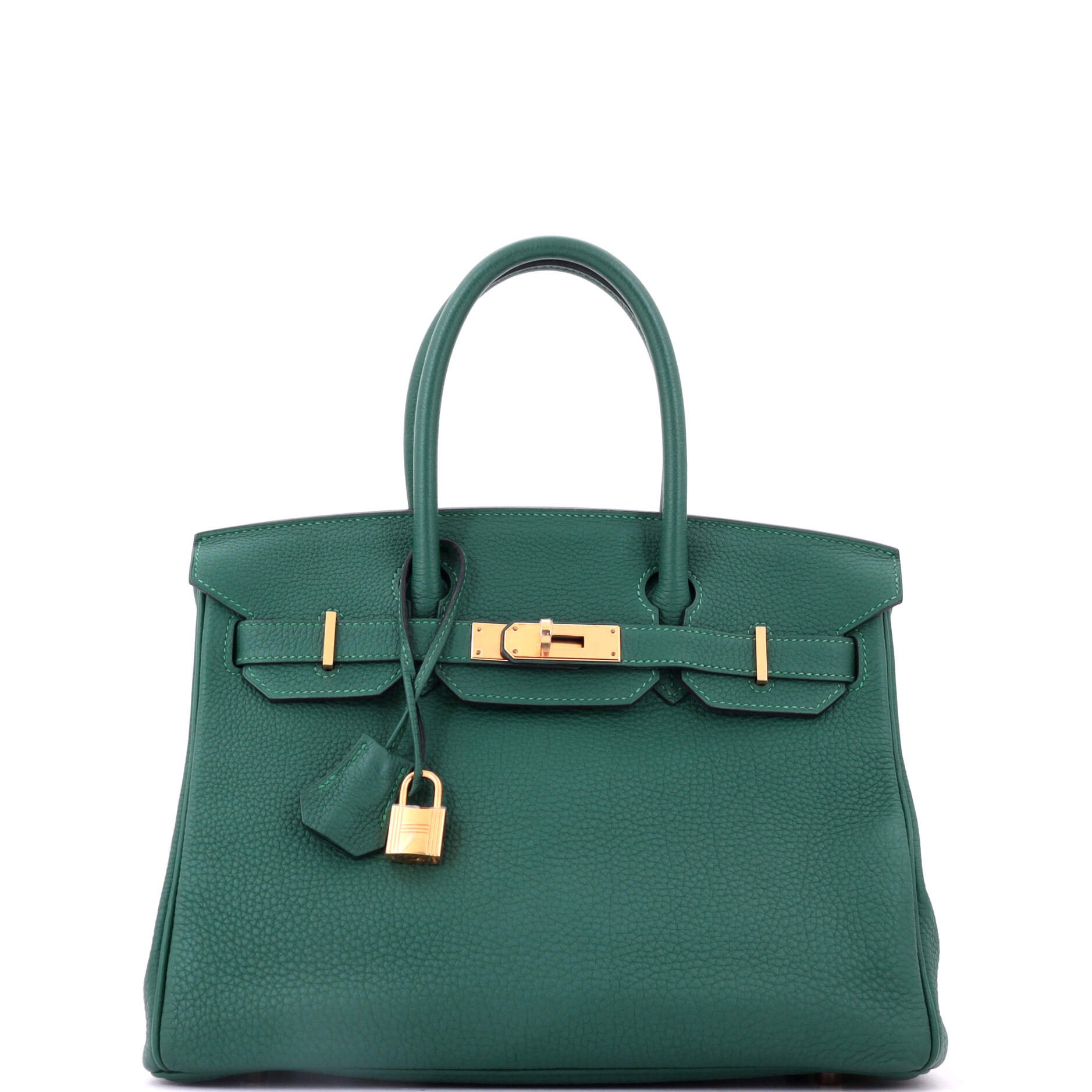 Hermes Birkin Handbag Malachite Togo with Gold Hardware 30