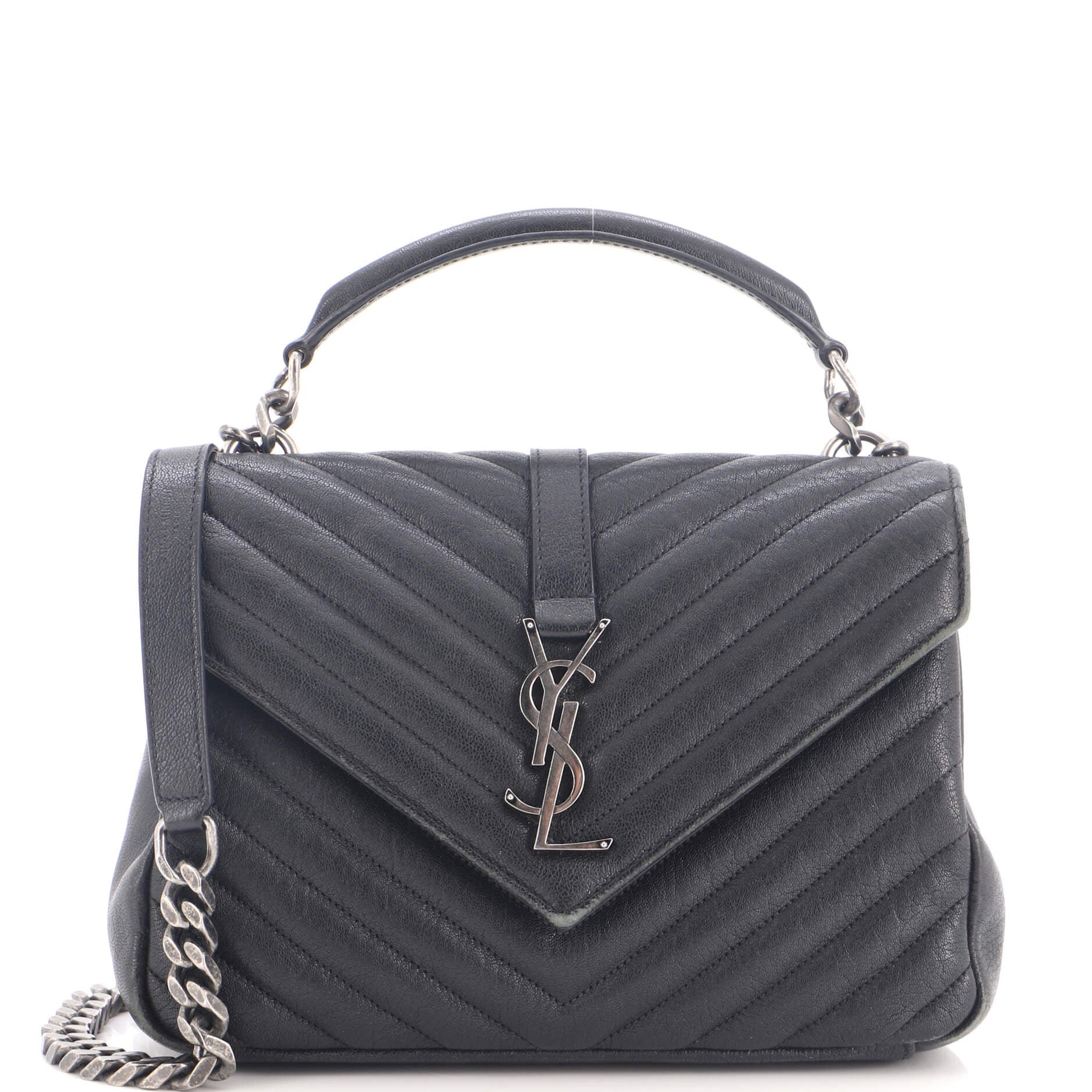 Classic Monogram College Bag Matelasse Chevron Leather Medium