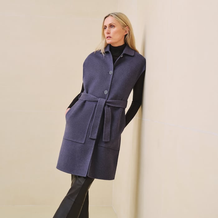 Violet Améthyste Belted Cashmere Long Vest