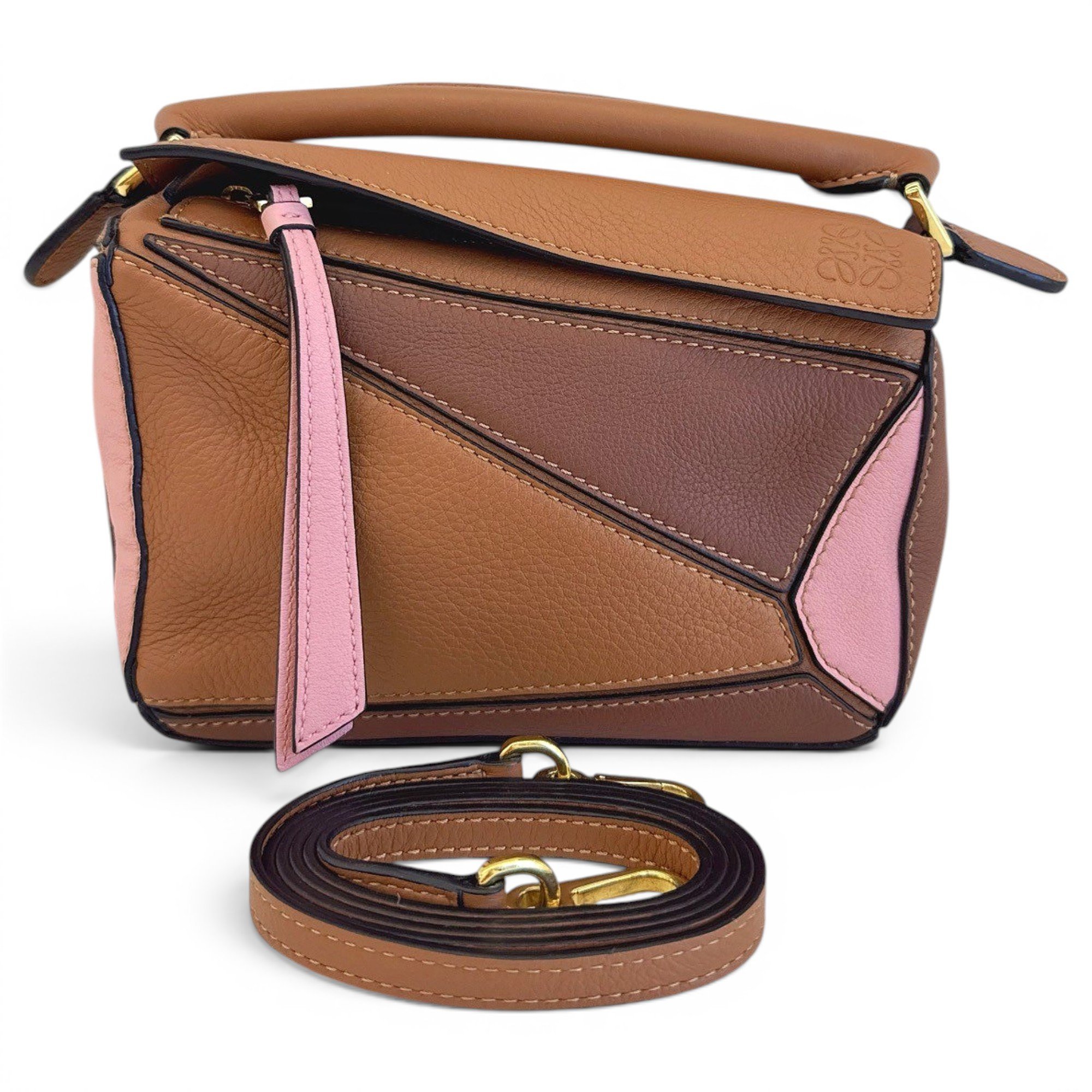 Puzzle leather handbag
