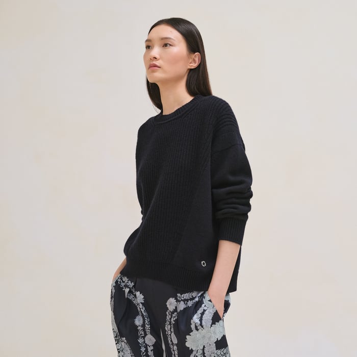 Bleu Noir Cashmere Long-sleeve Sweater