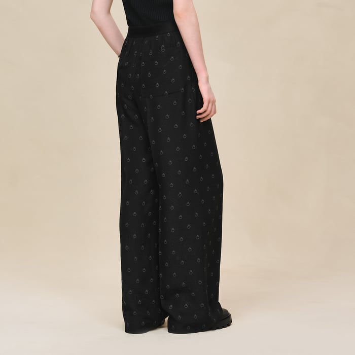 Noir "Aux Champs En Fleurs" Pants