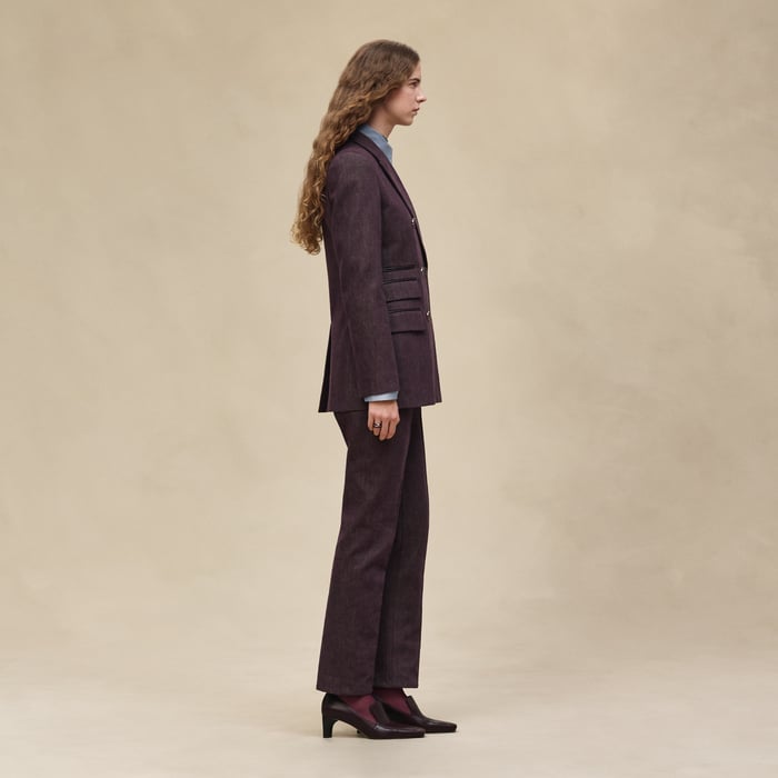 Marron Auburn Mixed Leather Suit Jacket