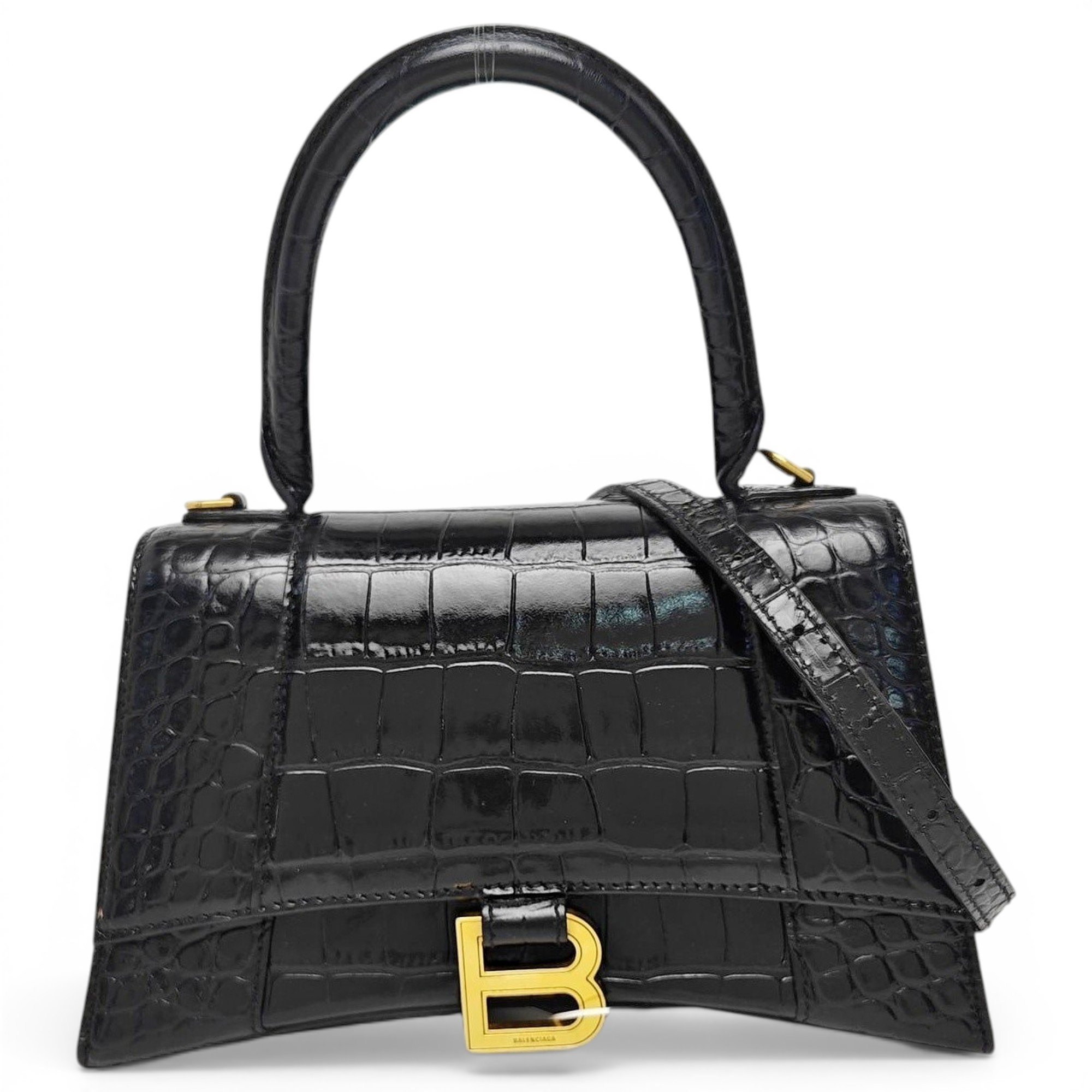 Hourglass leather handbag