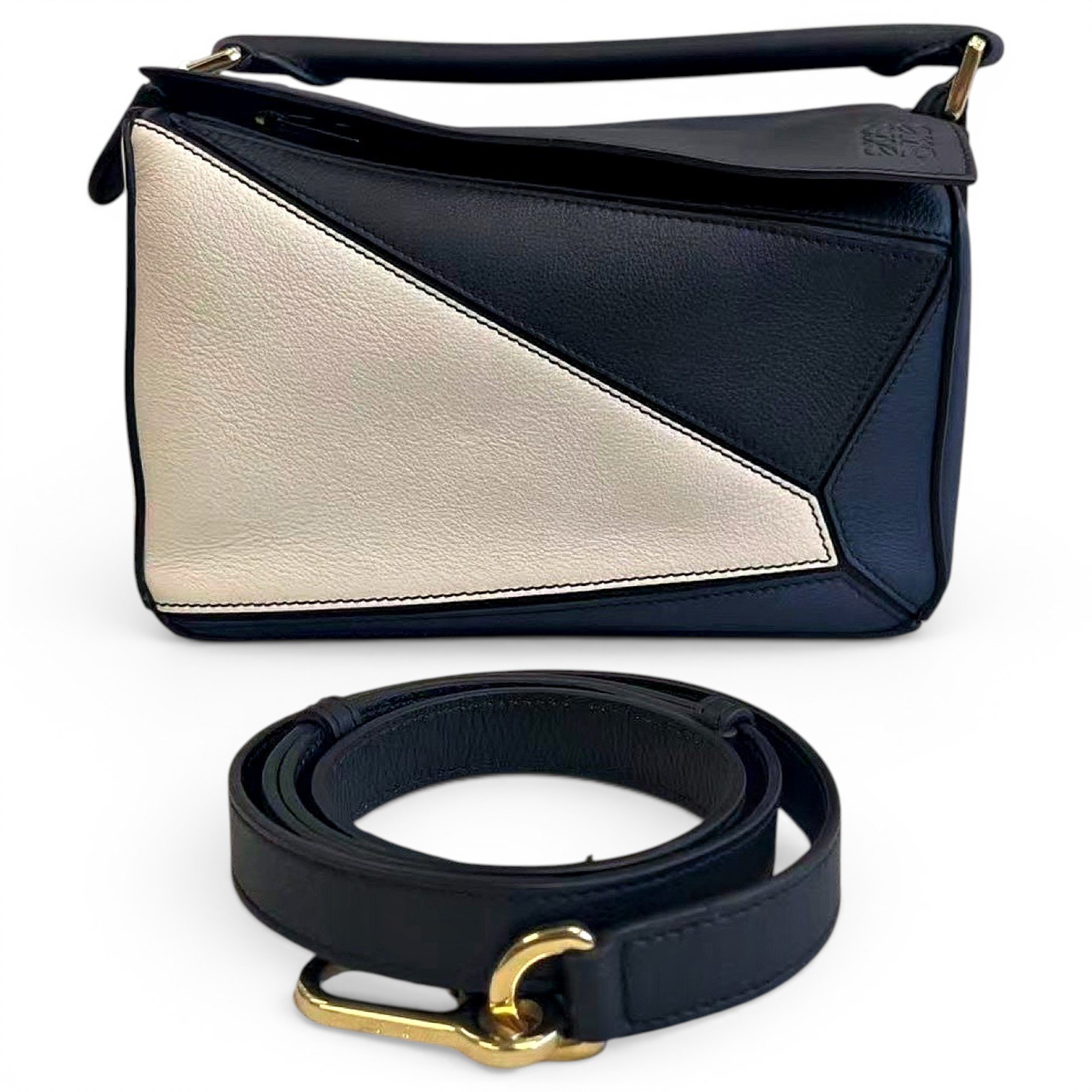 Puzzle leather handbag