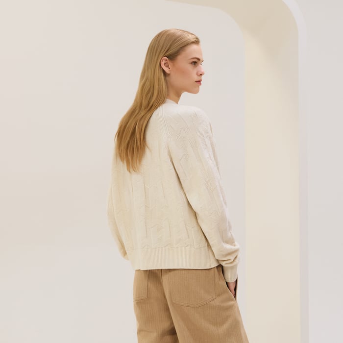 Blanc Naturel "H" Long-sleeve Cardigan