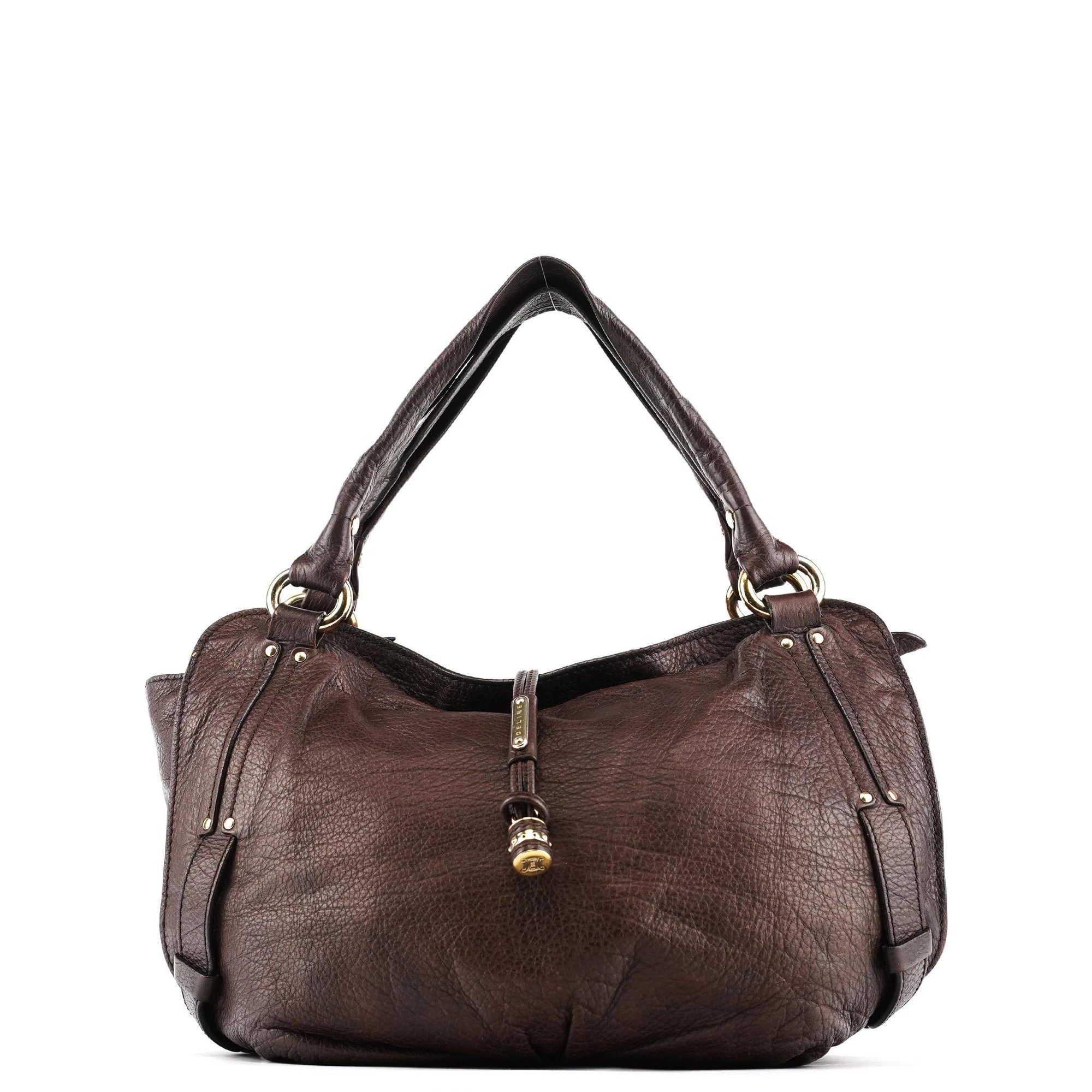 Clasp leather handbag