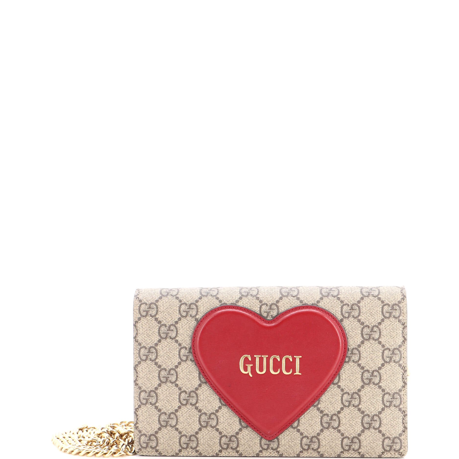 Logo Heart Chain Wallet GG Coated Canvas