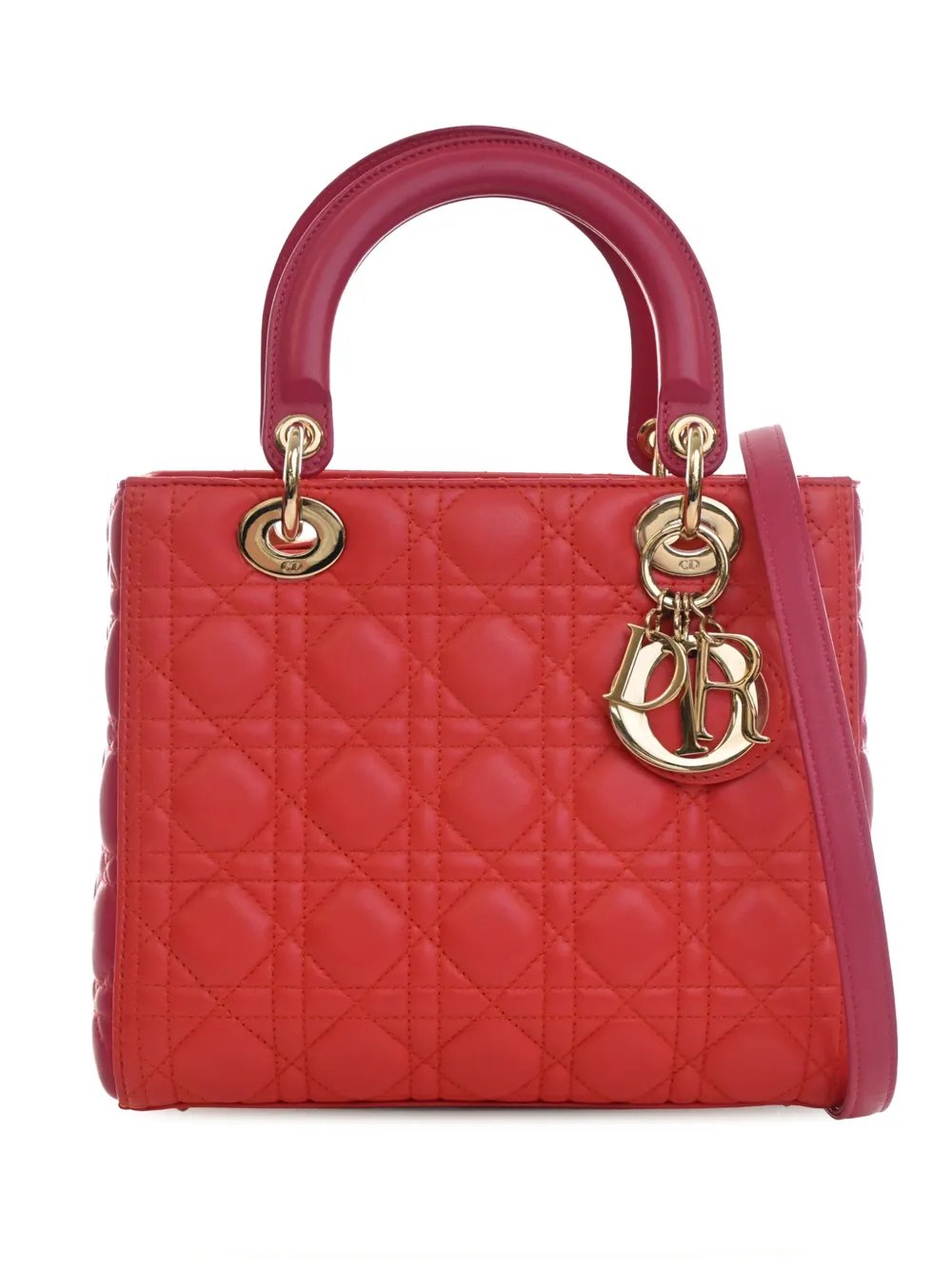2014 Medium Bicolor Lambskin Cannage Lady Dior satchel