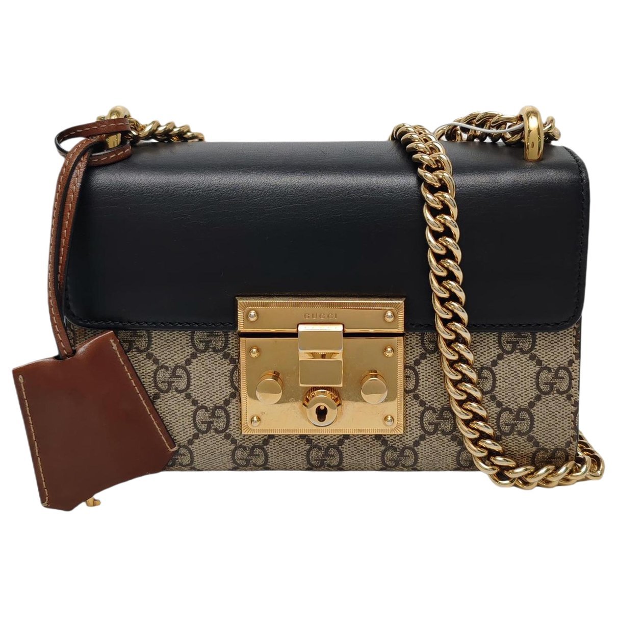 Padlock leather crossbody bag