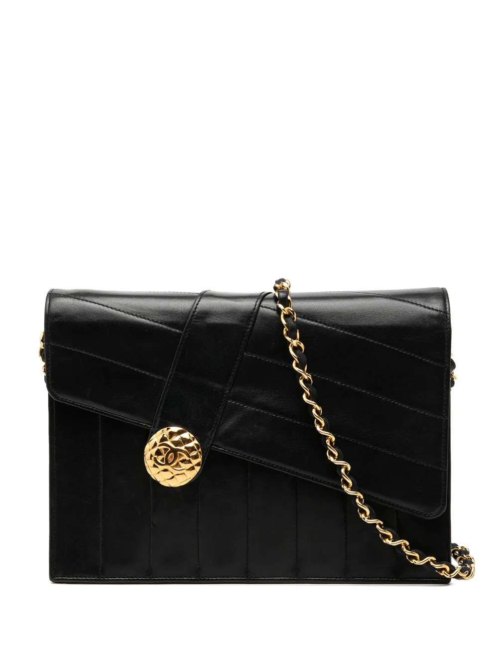 1989-1991 CC Vertical and Diagonal Quilted Calfskin Envelope Flap shoulder bag