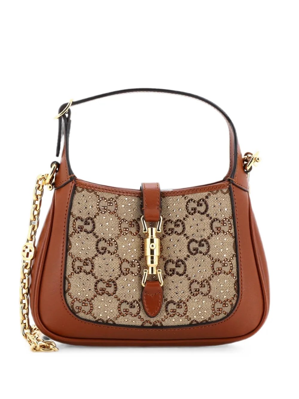 Jackie 1961 Chain Crystal Embellished GG Canvas Mini hobo bag
