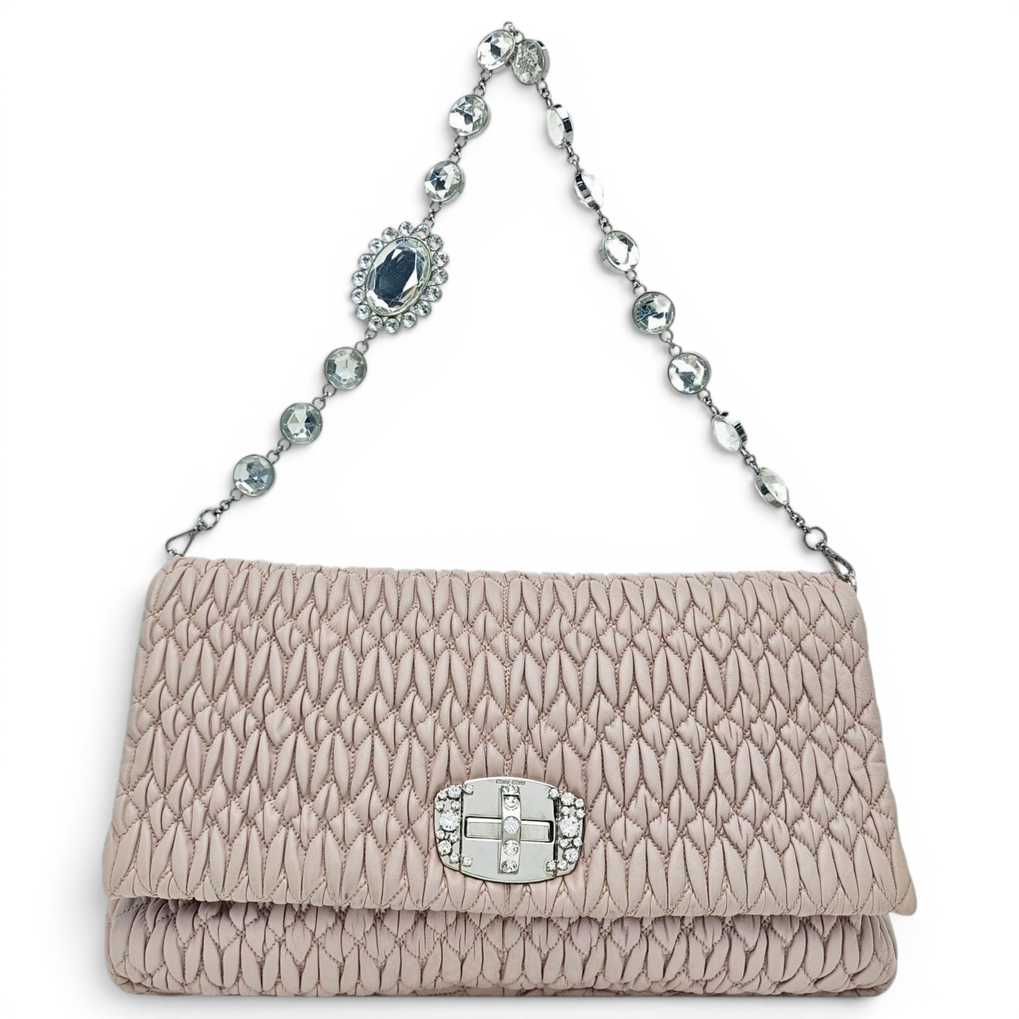 Miu Crystal leather handbag
