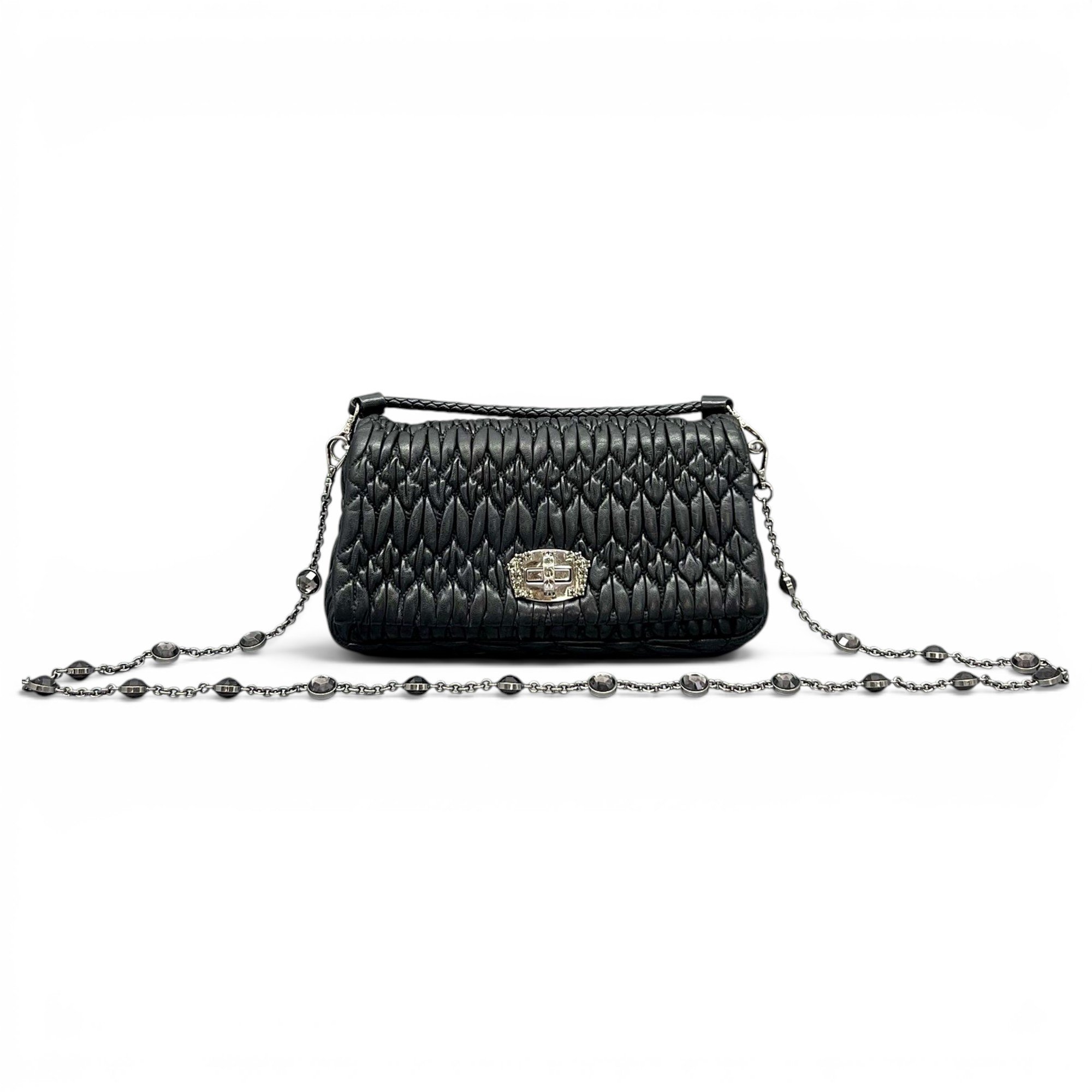 Miu Crystal leather handbag