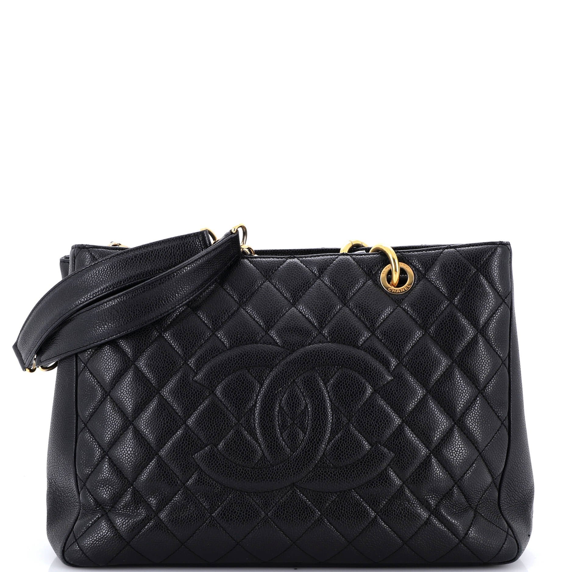 Grand Shopping Tote Quilted Caviar