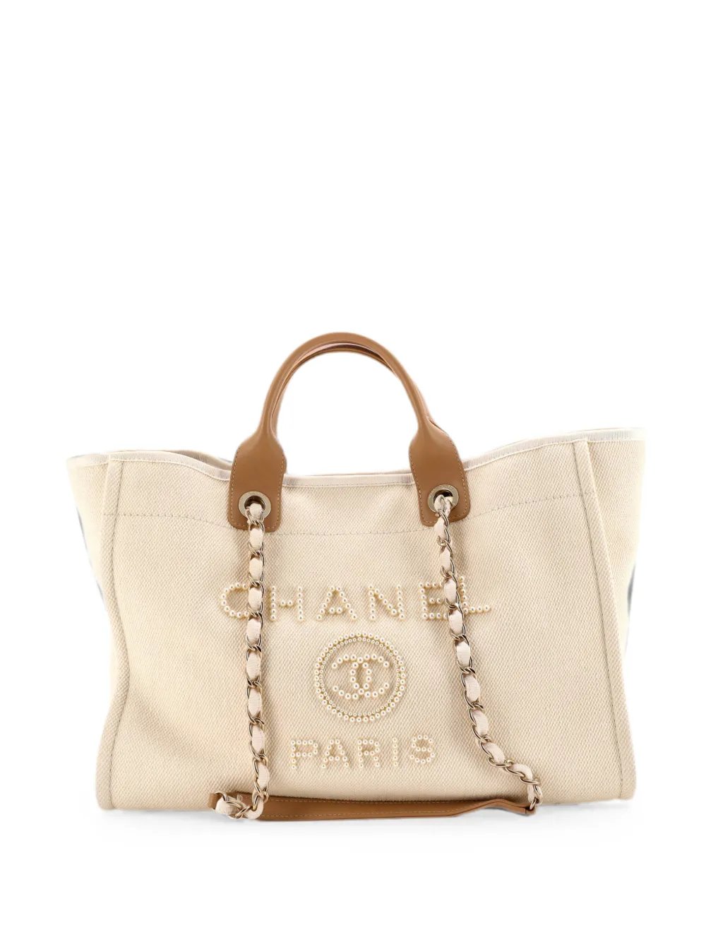 Deauville Pearl Embellished Canvas Medium tote bag