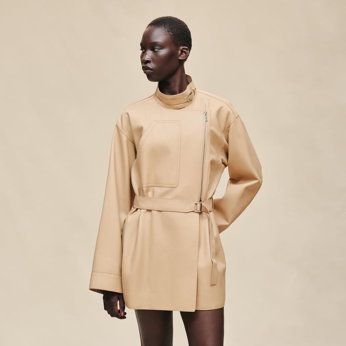 Beige Cajou Short Parka Coat