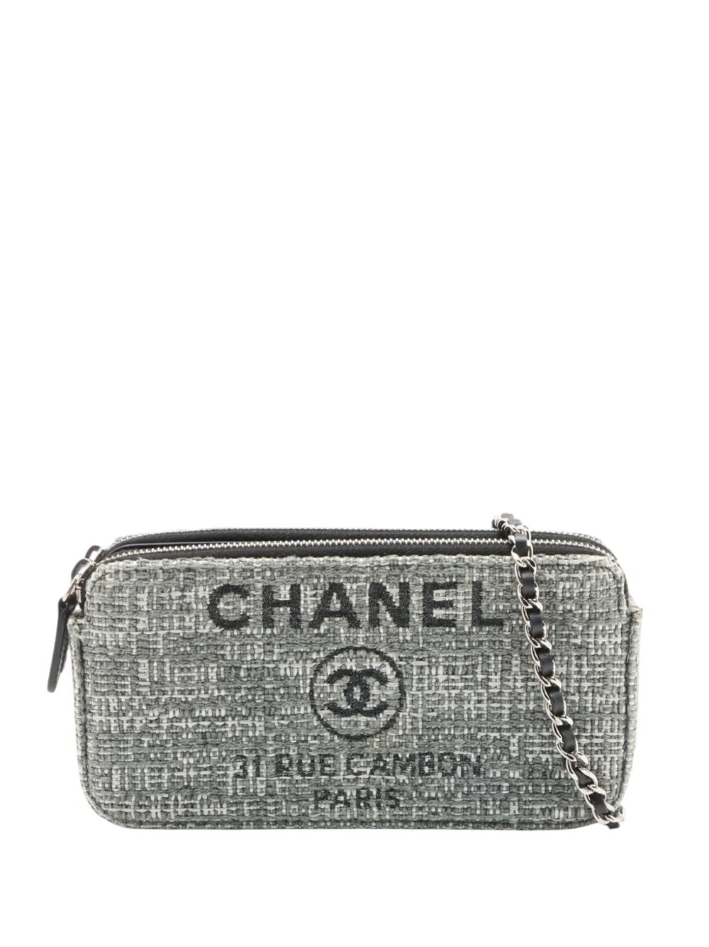 2018 Tweed Deauville Double Zip Clutch with Chain crossbody bag