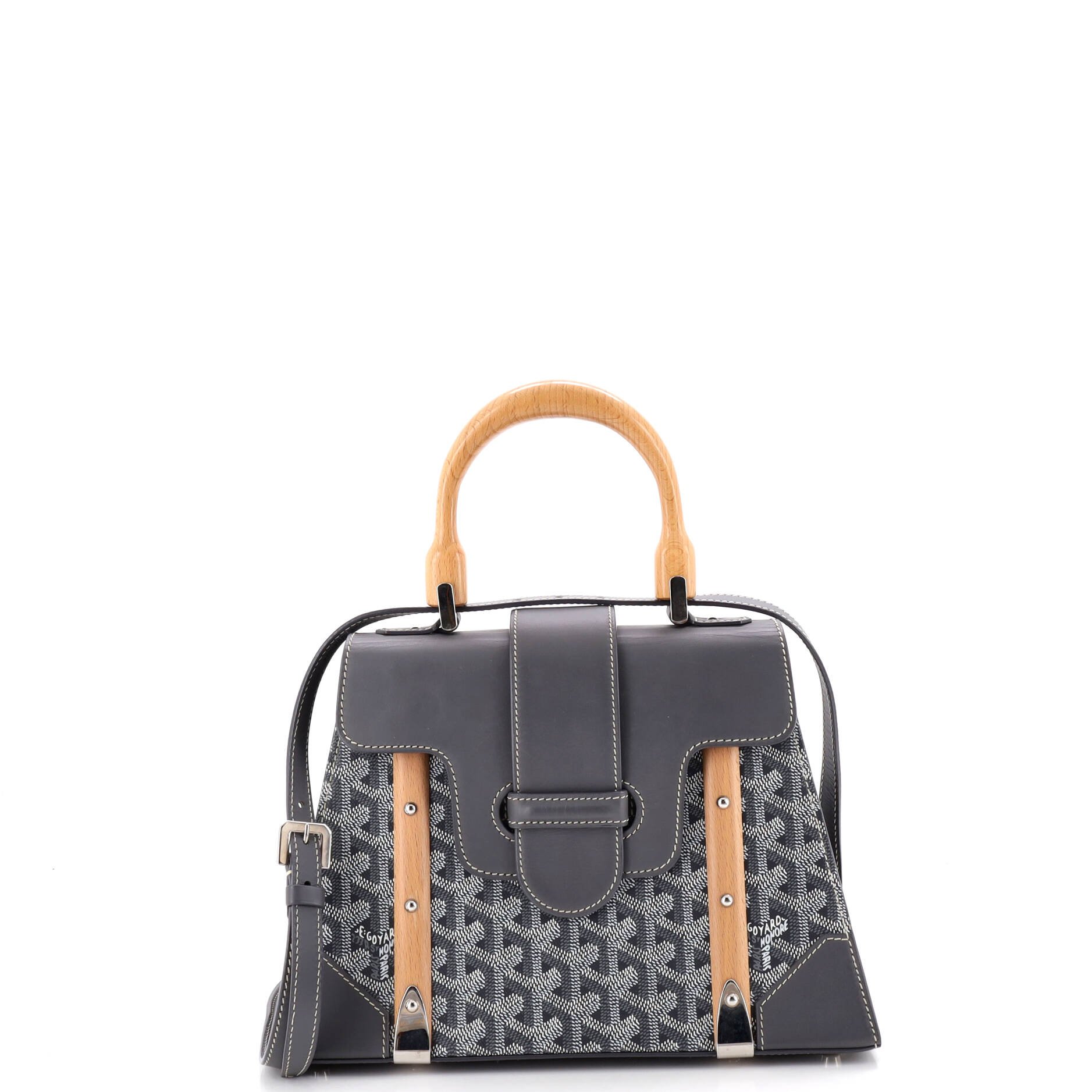 Goyard Saigon Top Handle Bag Coated Canvas with Leather PM