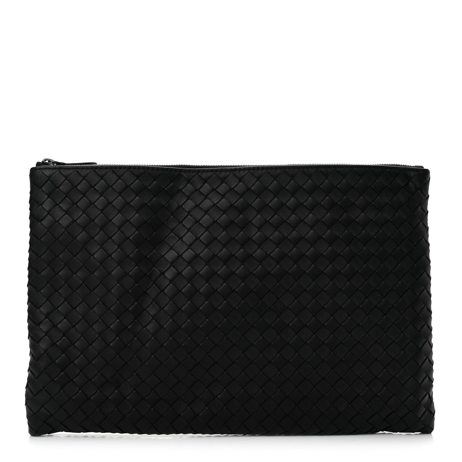 Bottega Veneta Nappa Intrecciato Zip Pouch Black