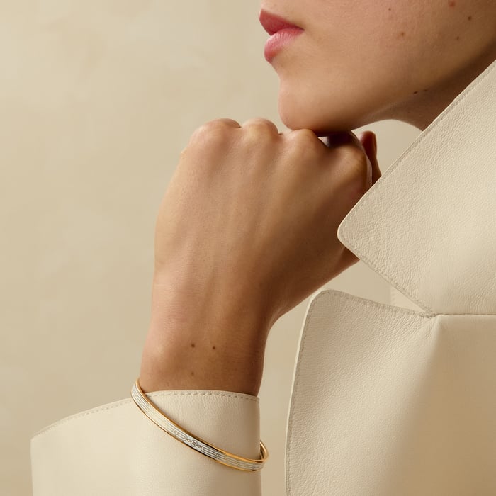 Orfèvre Jaune or Blanc Hermès Sellier Bangle