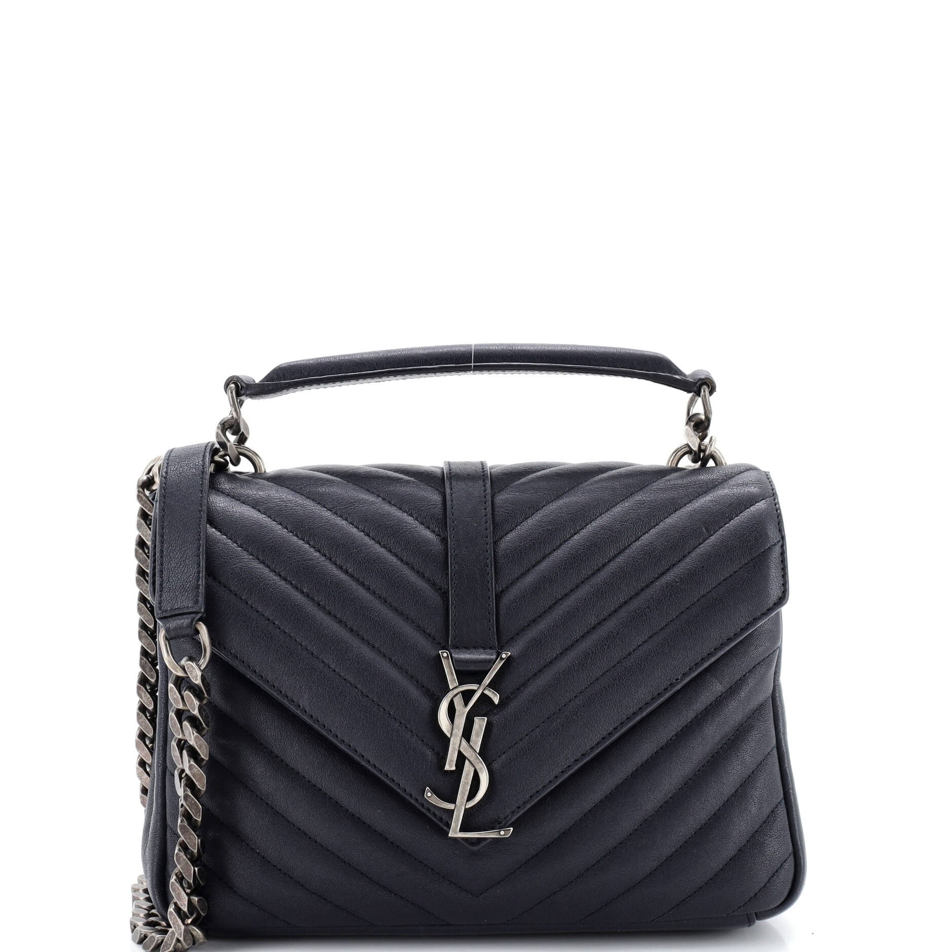Classic Monogram College Bag Matelasse Chevron Leather Medium