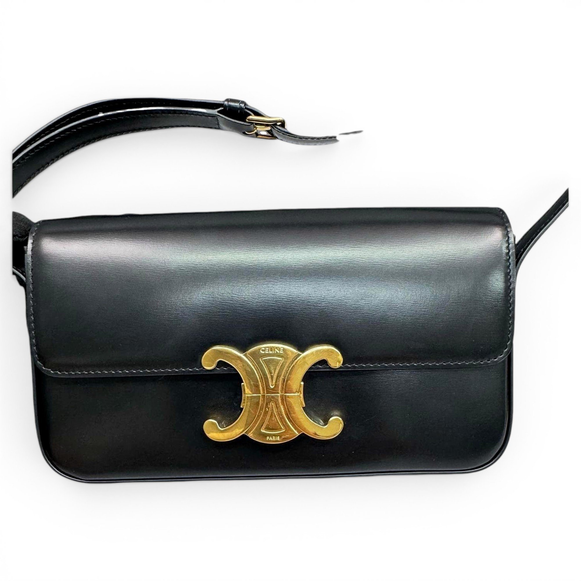 Triomphe chain leather handbag