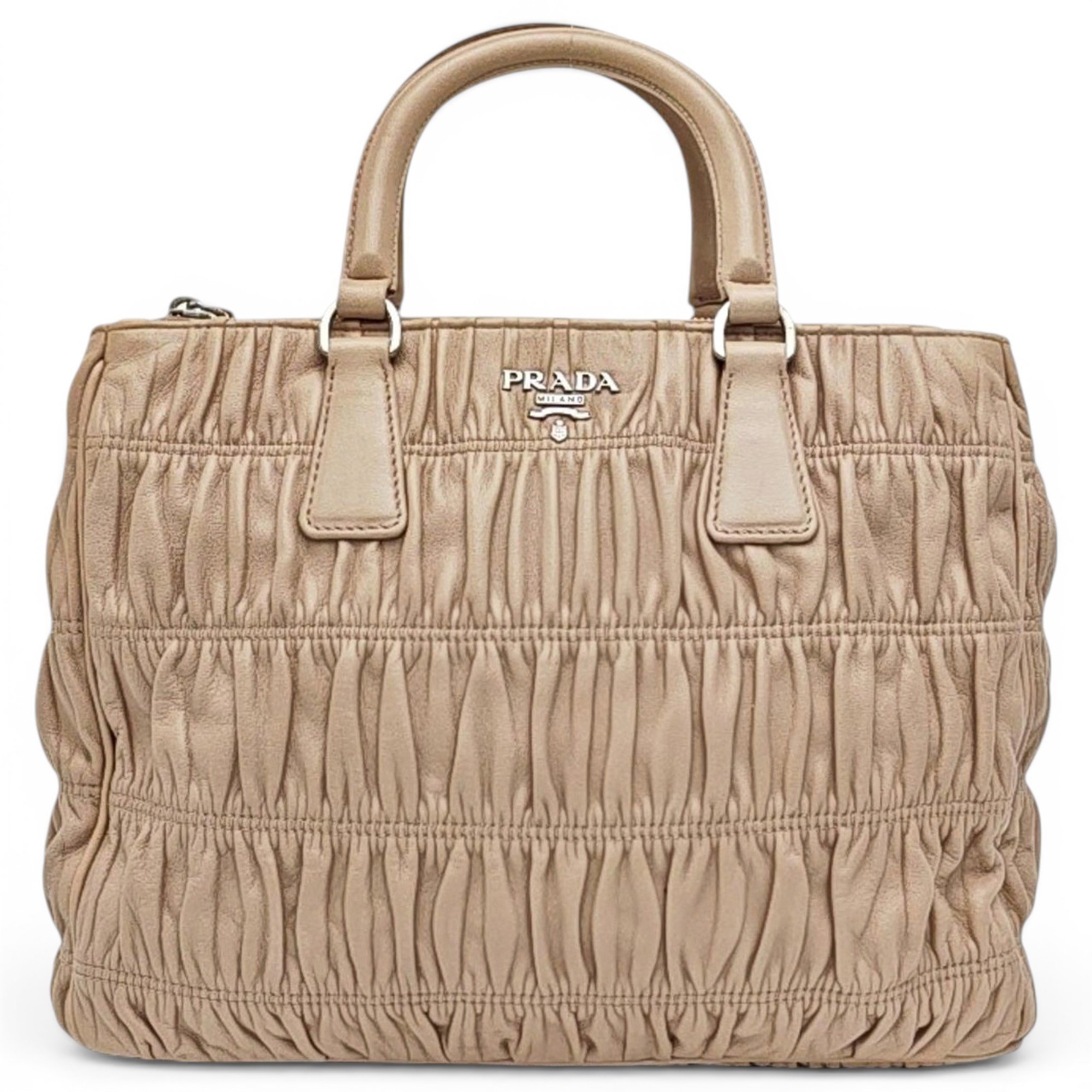Madras leather tote