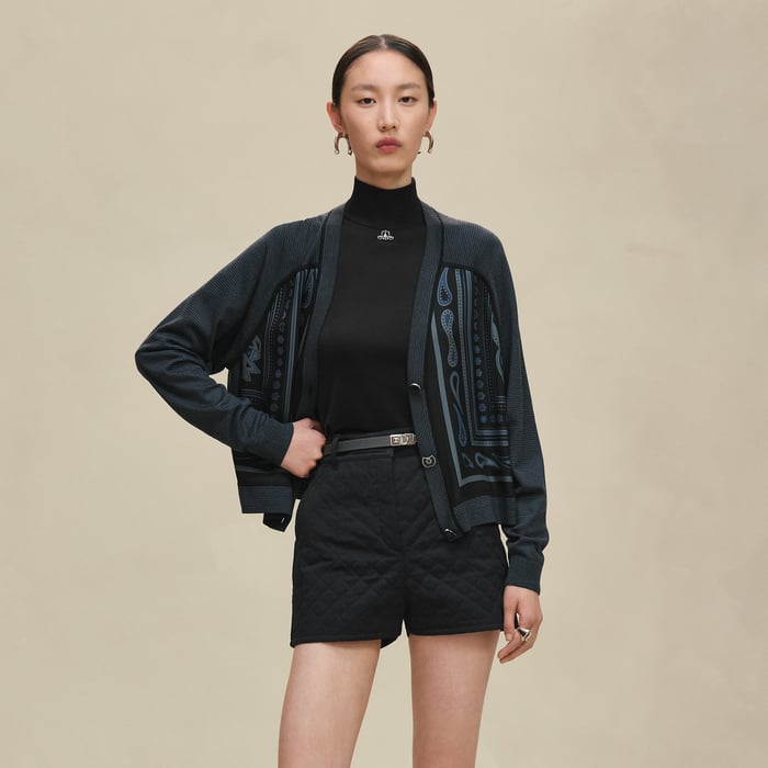 Noir Réglisse "Candy Libris" Long-sleeve Twillaine Cardigan