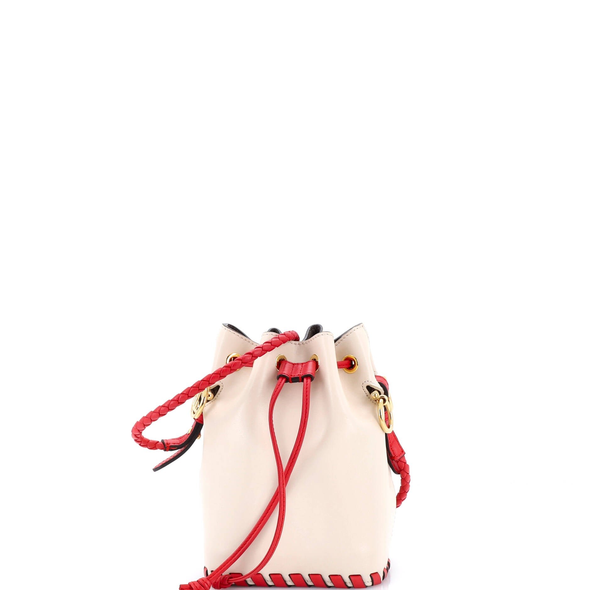 Fendi Mon Tresor Bucket Bag Whipstitch Leather Mini