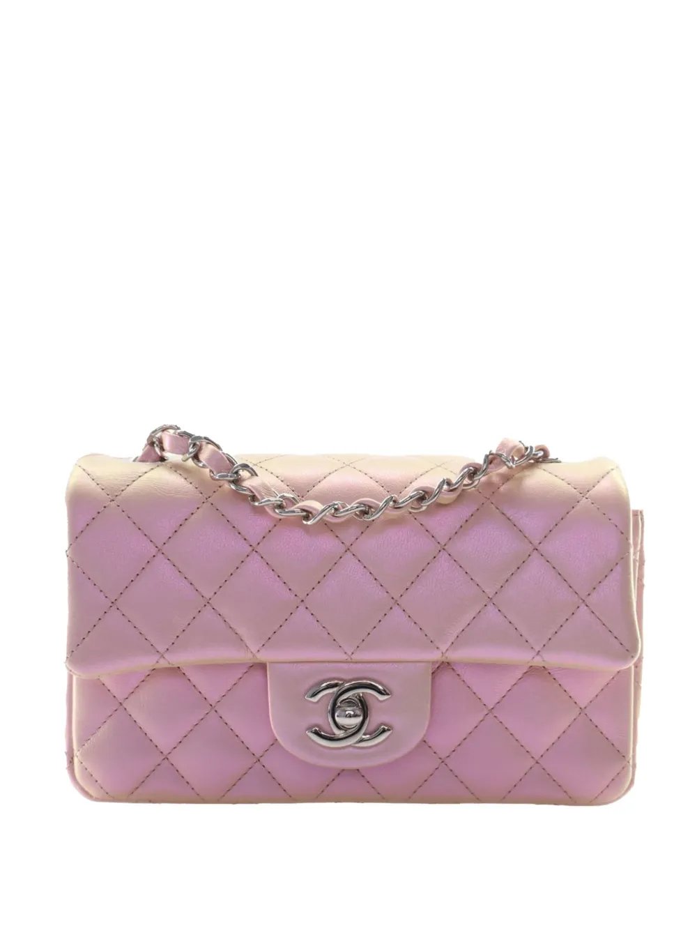 2021-2026 Mini Rectangular Classic Iridescent Lambskin Single Flap crossbody bag