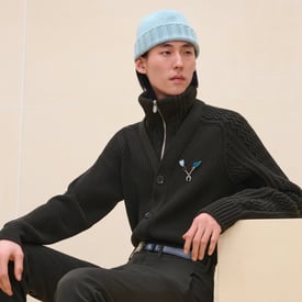 Cashmere "Fisherman graphique" zipped jacket