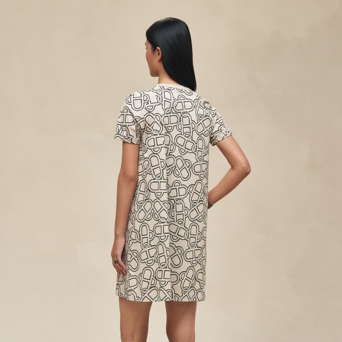 Beige Pierre d'Istrie "Maillon Equestre" Flared Dress