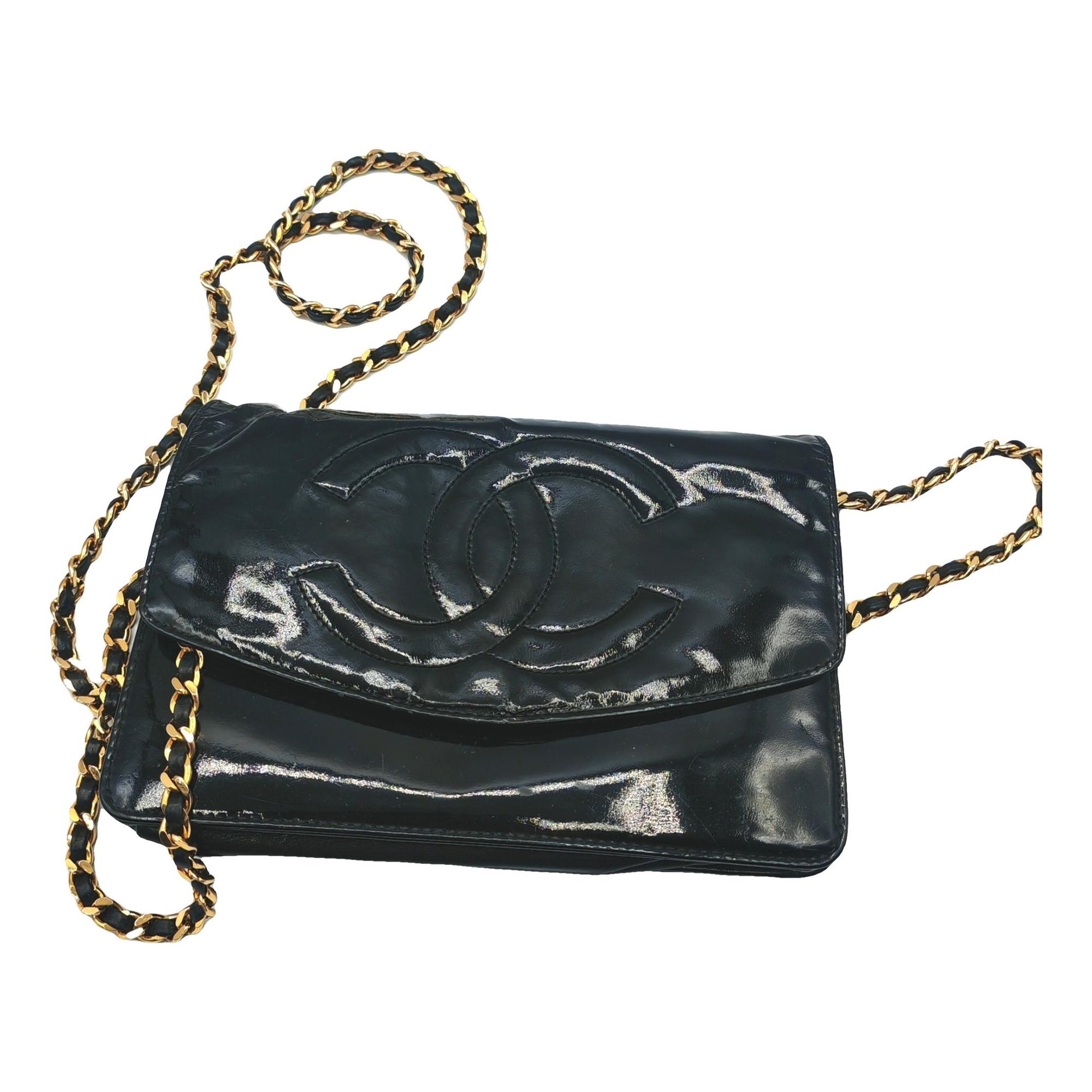 Patent leather clutch bag