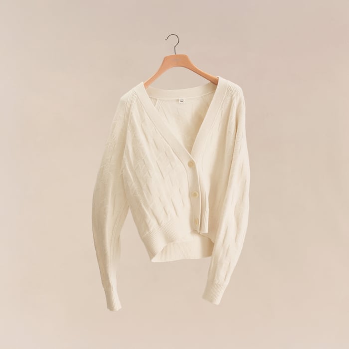 Blanc Naturel "H" Long-sleeve Cardigan