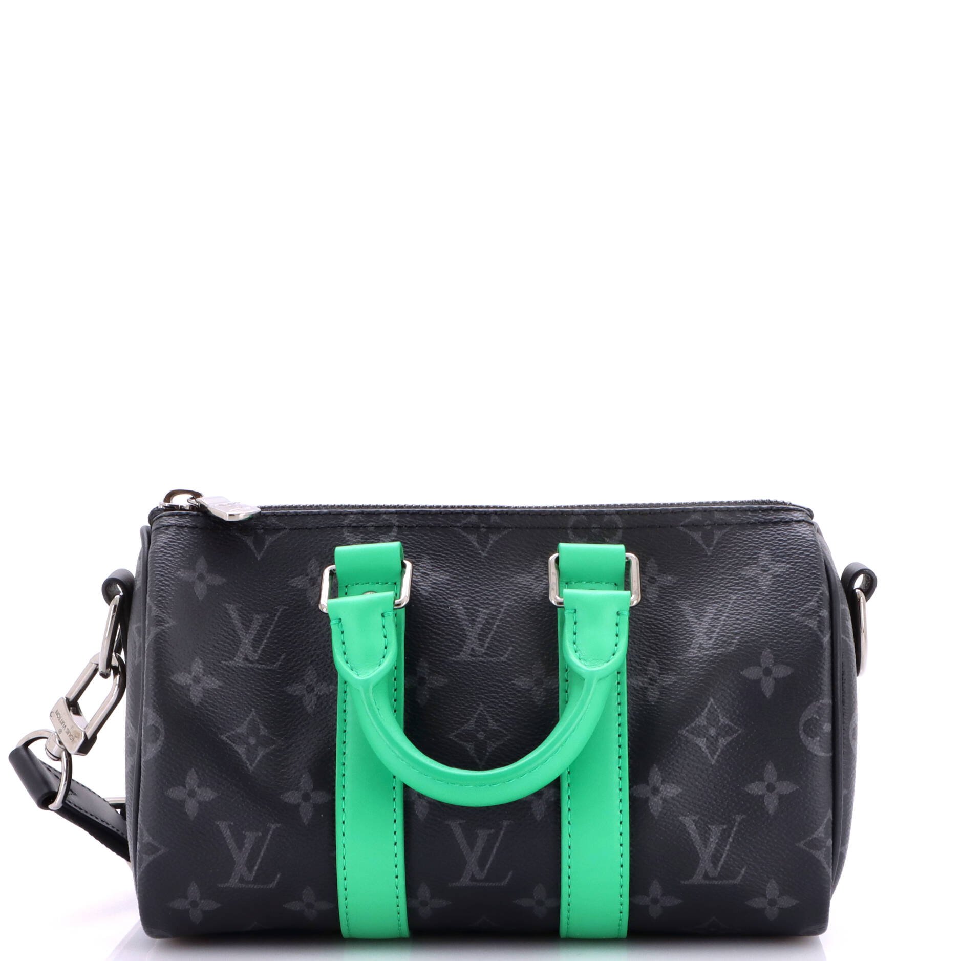 Keepall Bandouliere Bag Monogram Eclipse Canvas with Leather 25