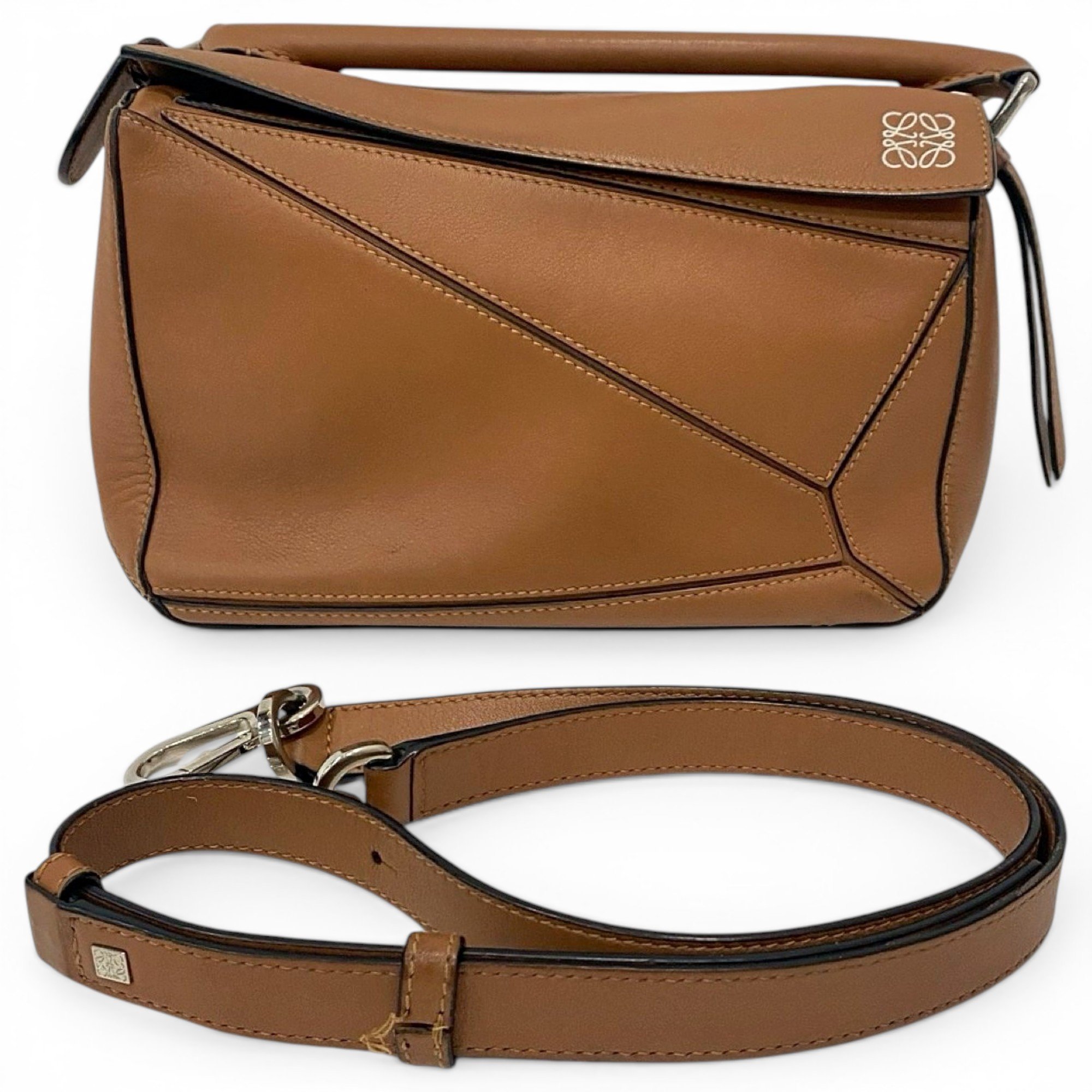 Puzzle leather handbag