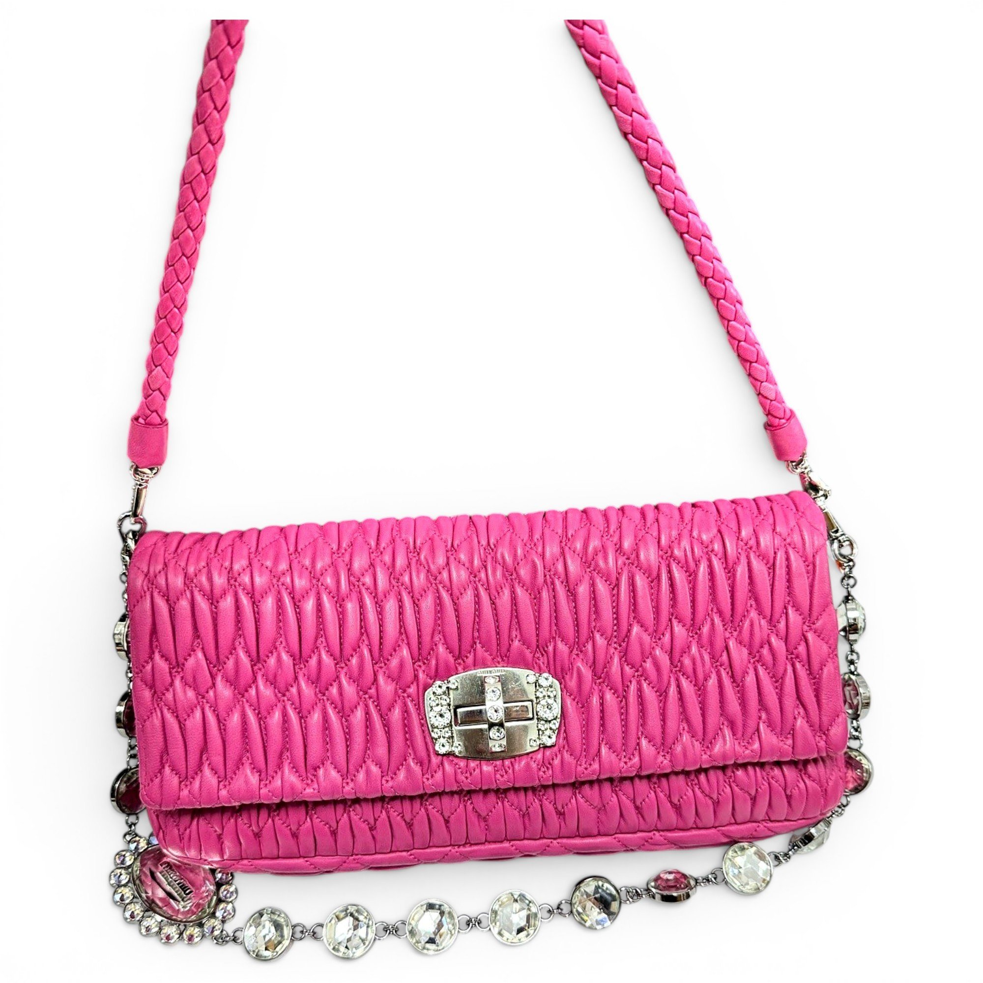 Miu Crystal leather handbag