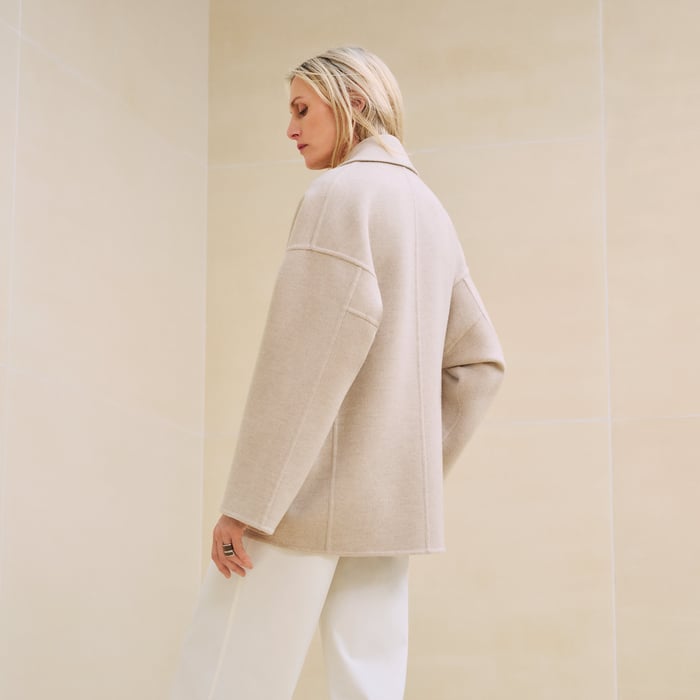 Beige Naturel Cashmere Pea Coat