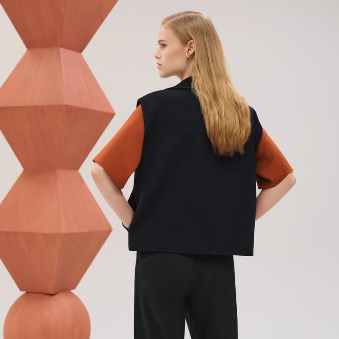 Bleu Noir Cashmere Full-zip Vest