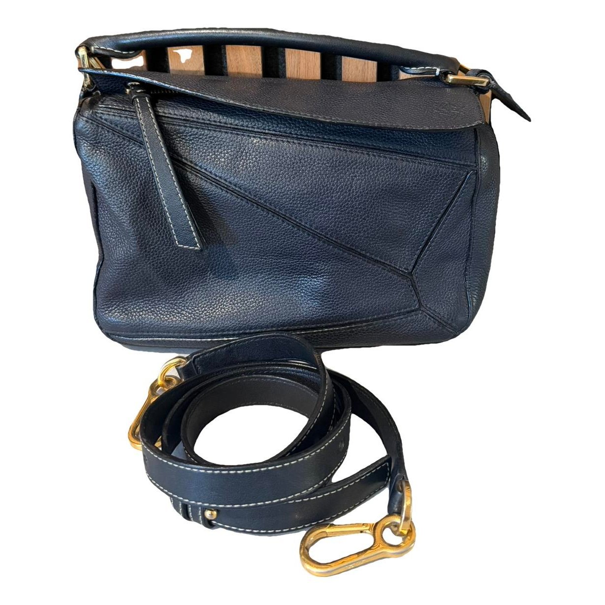 Puzzle leather handbag