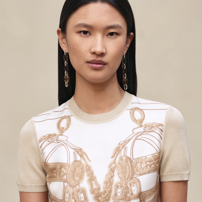 Blanc Nacre "Brides De Gala Gold" Short-sleeve Sweater