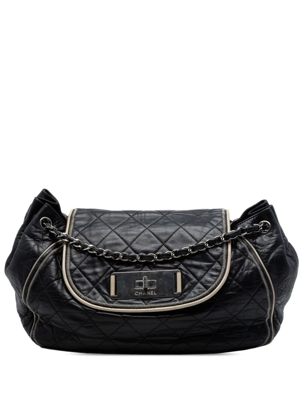 2008-2009 Quilted Lambskin East West Mademoiselle Accordion Flap shoulder bag