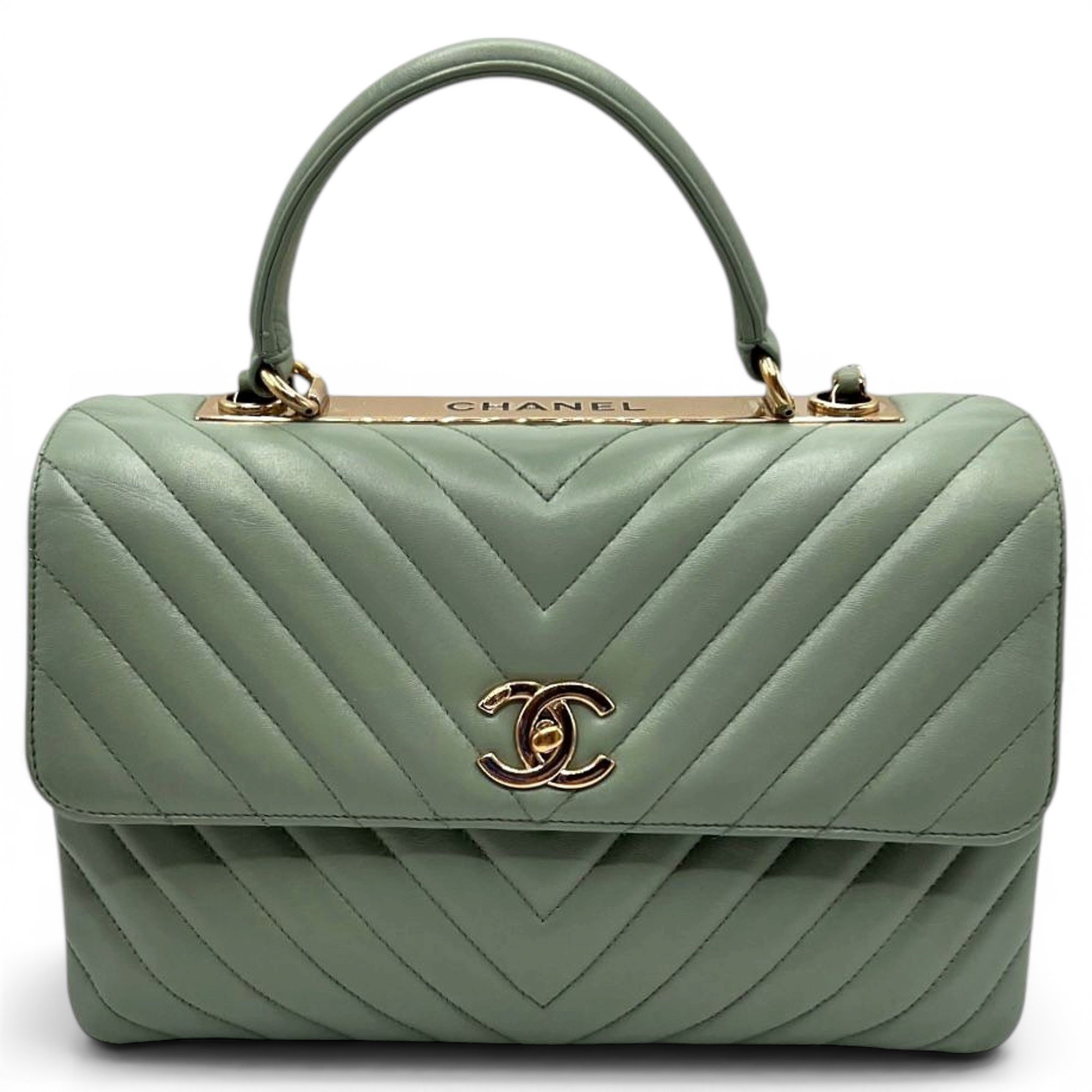 Trendy CC Top Handle leather handbag