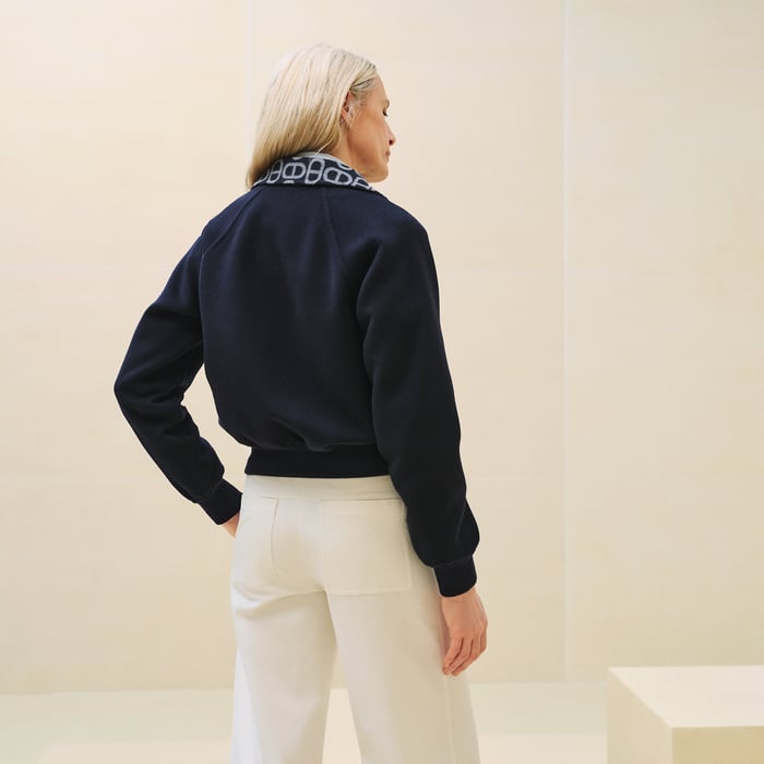 Bleu Marine "Chaine d'Ancre" Reversible Bomber Jacket