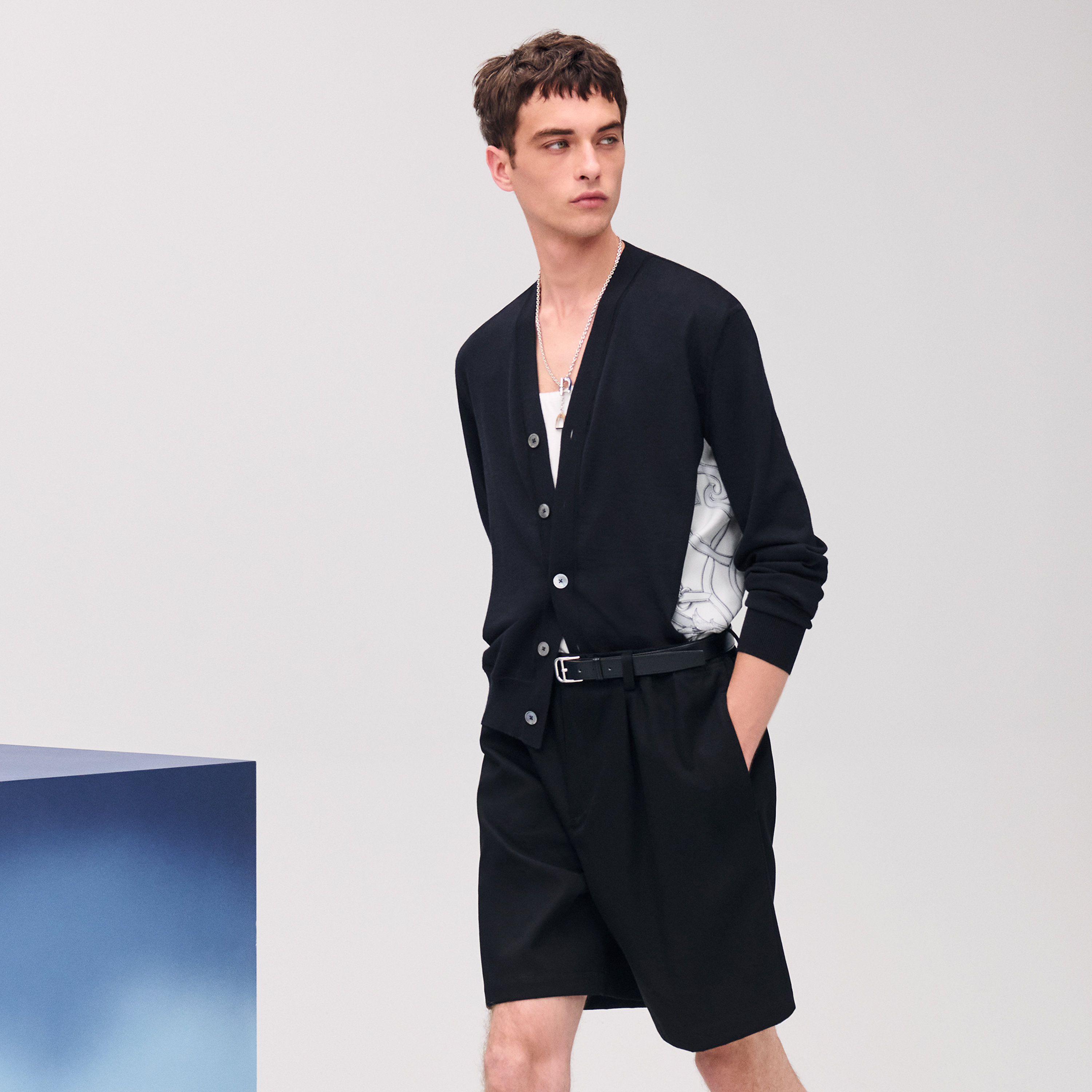 "Double Devant" Buttoned Cardigan