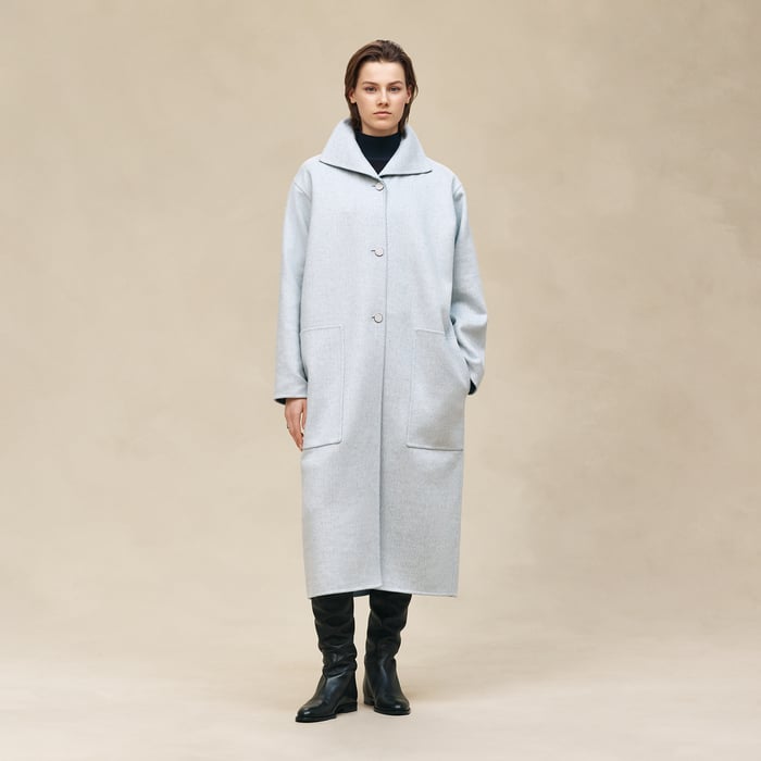 Bleu Long Cashmere Coat